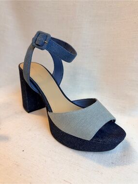Marc Fisher Danee2 Two Tone Denim Block Heel Sandals Women’s 8.5M